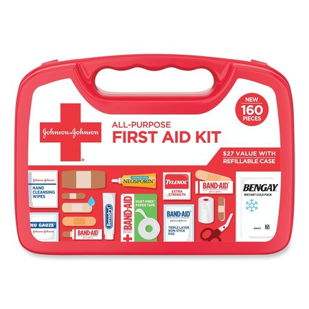 JOHNSON & JOHNSON RED CROSS All-Purpose First Aid Kit, 160 Pieces, Plastic Case 202045